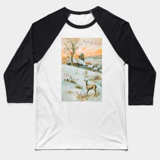 Retro Country Winter Scene Baseball T-Shirt